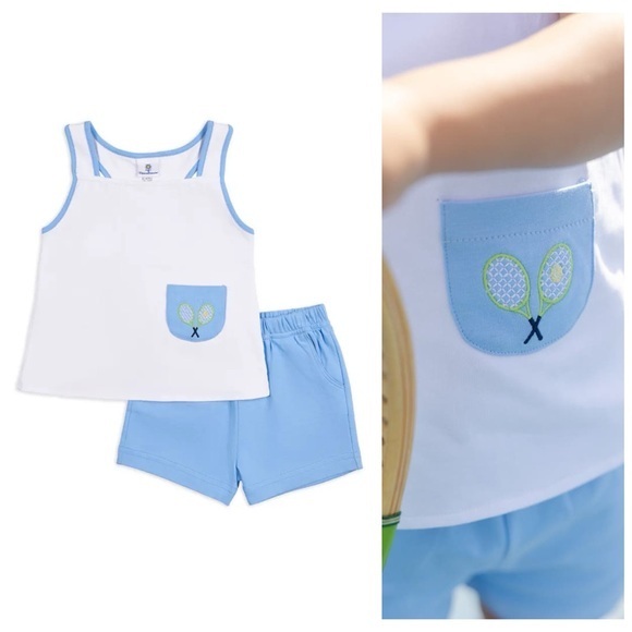Florence Eiseman Other - Florence Eiseman White Blue Tennis Short Set Outfit 2t